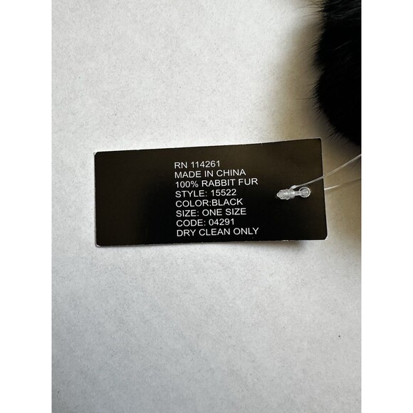 Newport News Rabbit Fur Scarf Vintage Black Pom Pom Shawl New With Tags One Size - Picture 7 of 9